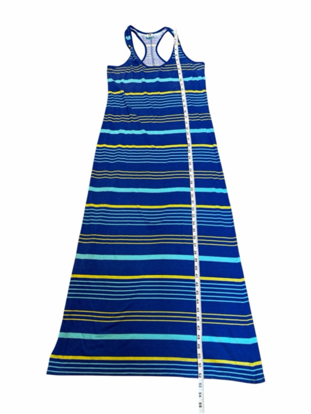 Roxy Blue Striped Racerback Maxi Dress Medium Beach Casual Summer Pocket - Picture 8 of 10
